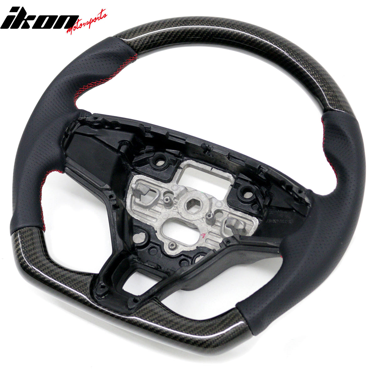 Fits 21-26 Ford Mustang Mach-E Steering Wheel W/Red Stitching Perforated Leather
