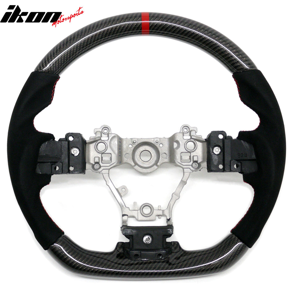 2012-2016 Subaru Impreza/Legacy/Forester 2.0XT/2.5i Limited/2.5i Touring Steering Wheel W/Red Stitching & Indicator Carbon Fiber/Synthetic Suede