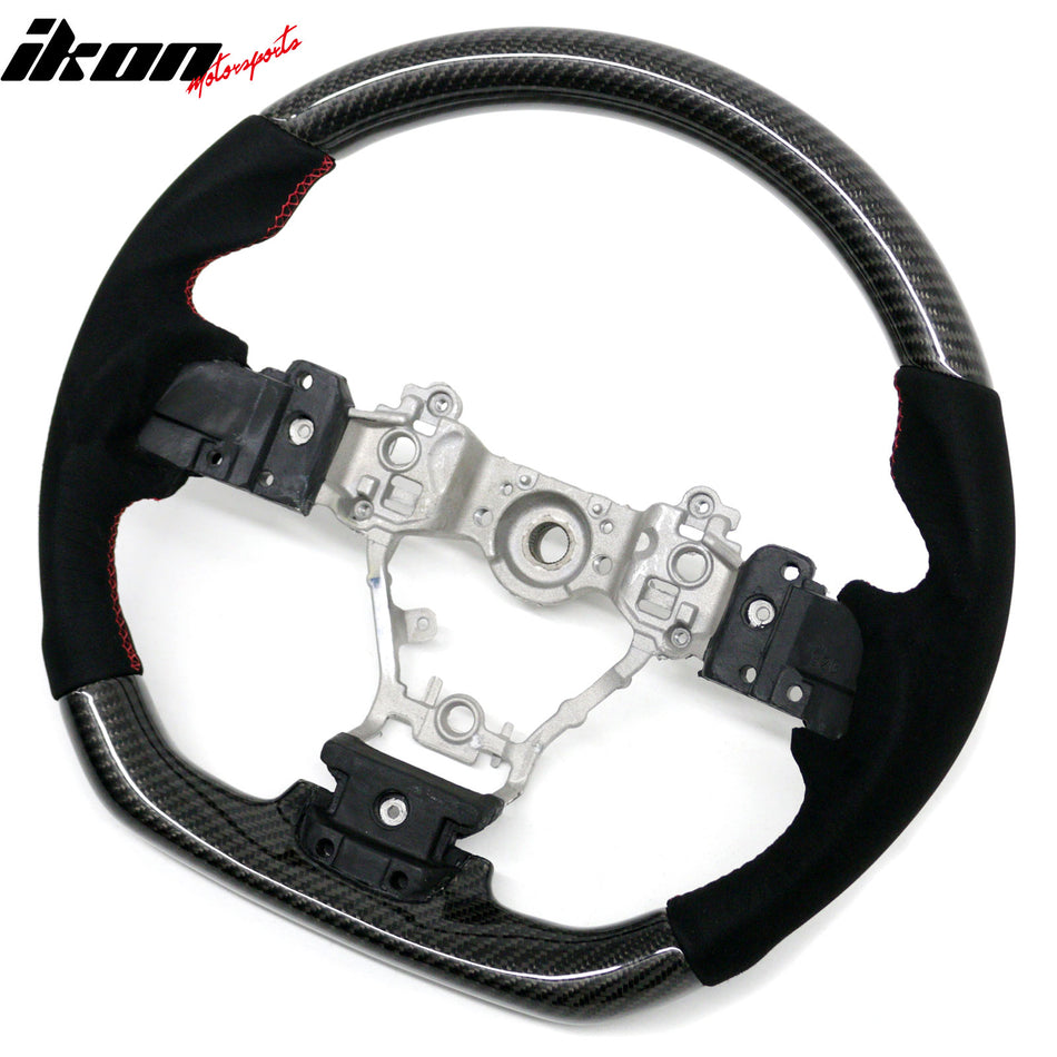 Fits 12-16 Subaru Impreza & Legacy Carbon Fiber Steering Wheel W/Red Stitching