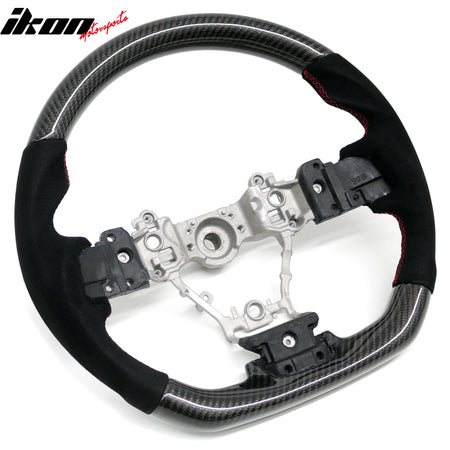 Fits 12-16 Subaru Impreza & Legacy Carbon Fiber Steering Wheel W/Red Stitching