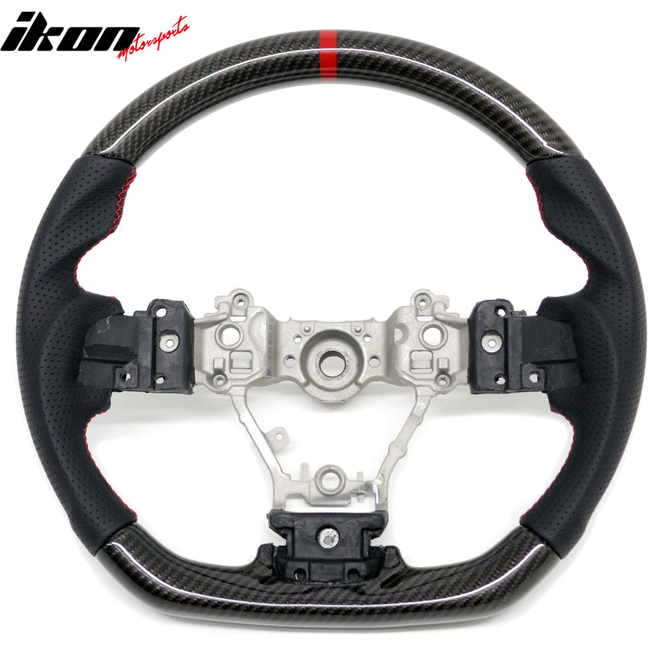 2012-2016 Subaru Impreza/Legacy/Forester 2.0XT/2.5i Limited/2.5i Touring Steering Wheel W/Red Stitching Indicator Carbon Fiber/Perforated Leather