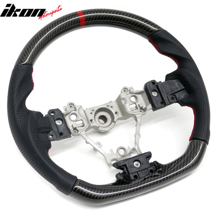 Fits 13-14 Subaru Legacy Carbon Fiber Steering Wheel W/Red Stitching & Indicator