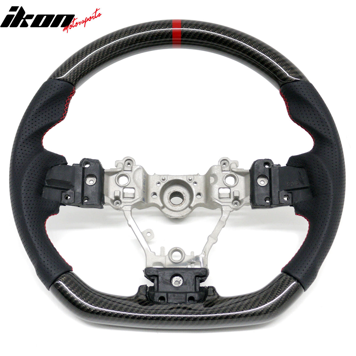 Fits 13-14 Subaru Legacy Carbon Fiber Steering Wheel W/Red Stitching & Indicator