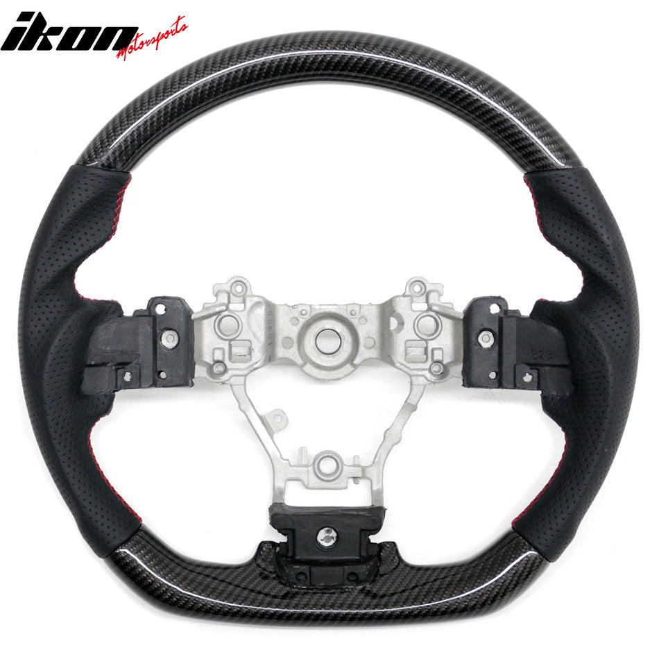 2012-2016 Subaru Impreza/Legacy/Forester 2.0XT/2.5i Limited/2.5i Touring Steering Wheel W/Red Stitching Carbon Fiber/Perforated Leather