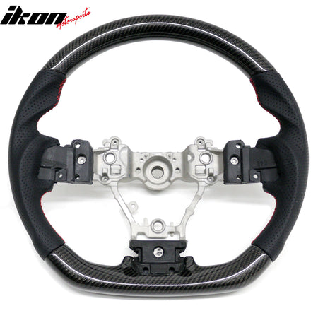 Fits 13-14 Subaru Legacy Steering Wheel W/Red Stitching Perforated Leather