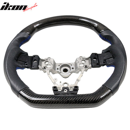 Fits 15-21 SUBARU WRX & STI Racing Steering Wheel Carbon Fiber Leather Red Strip