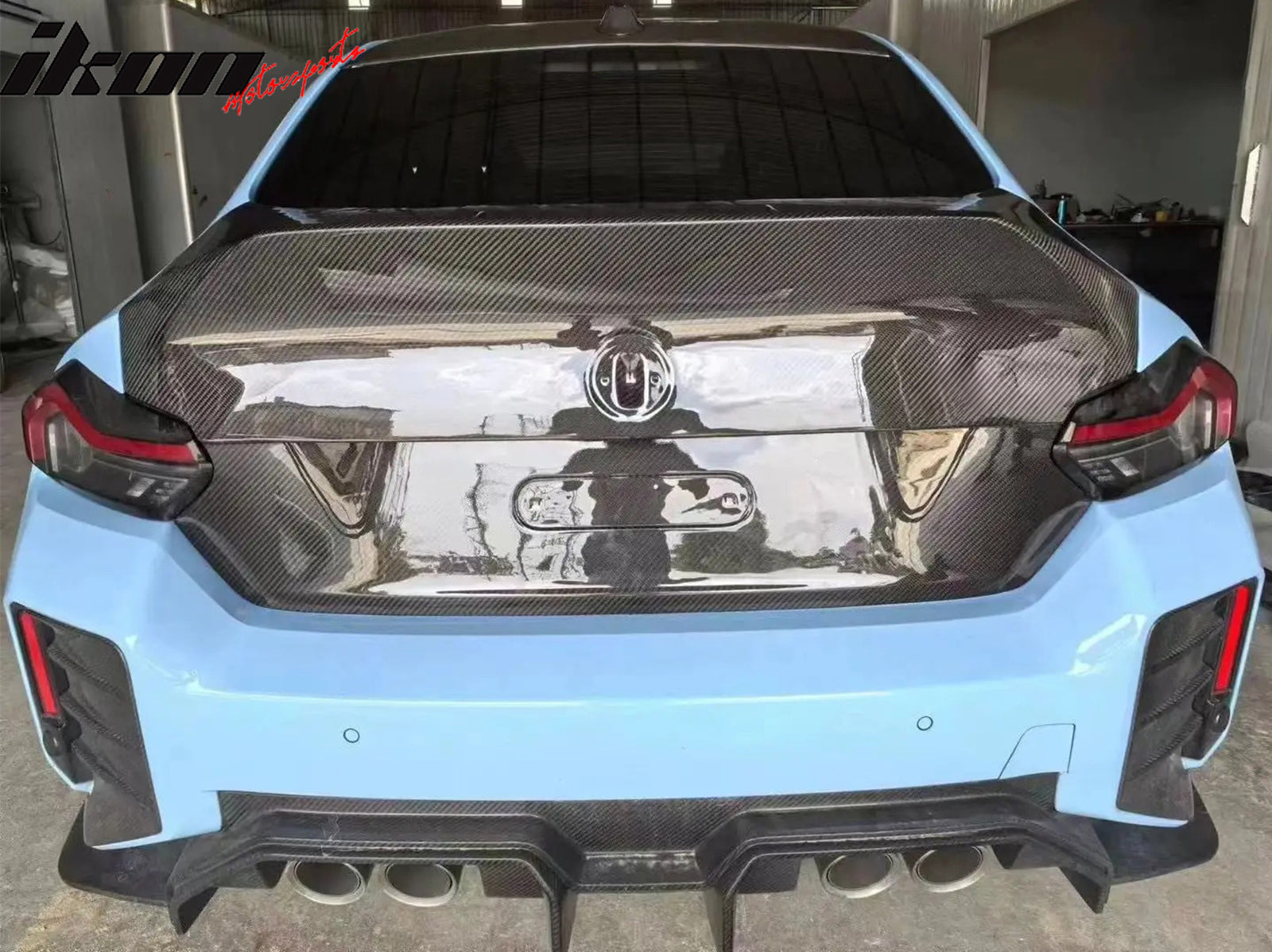 IKON MOTORSPORTS, Rear Trunk Lid Cover Compatible with 2023-2025 BMW G87 M2 & 2022-2025 G42 2 Series Coupe, CSL Style Real Carbon Fiber Tail Boot Cap Trim