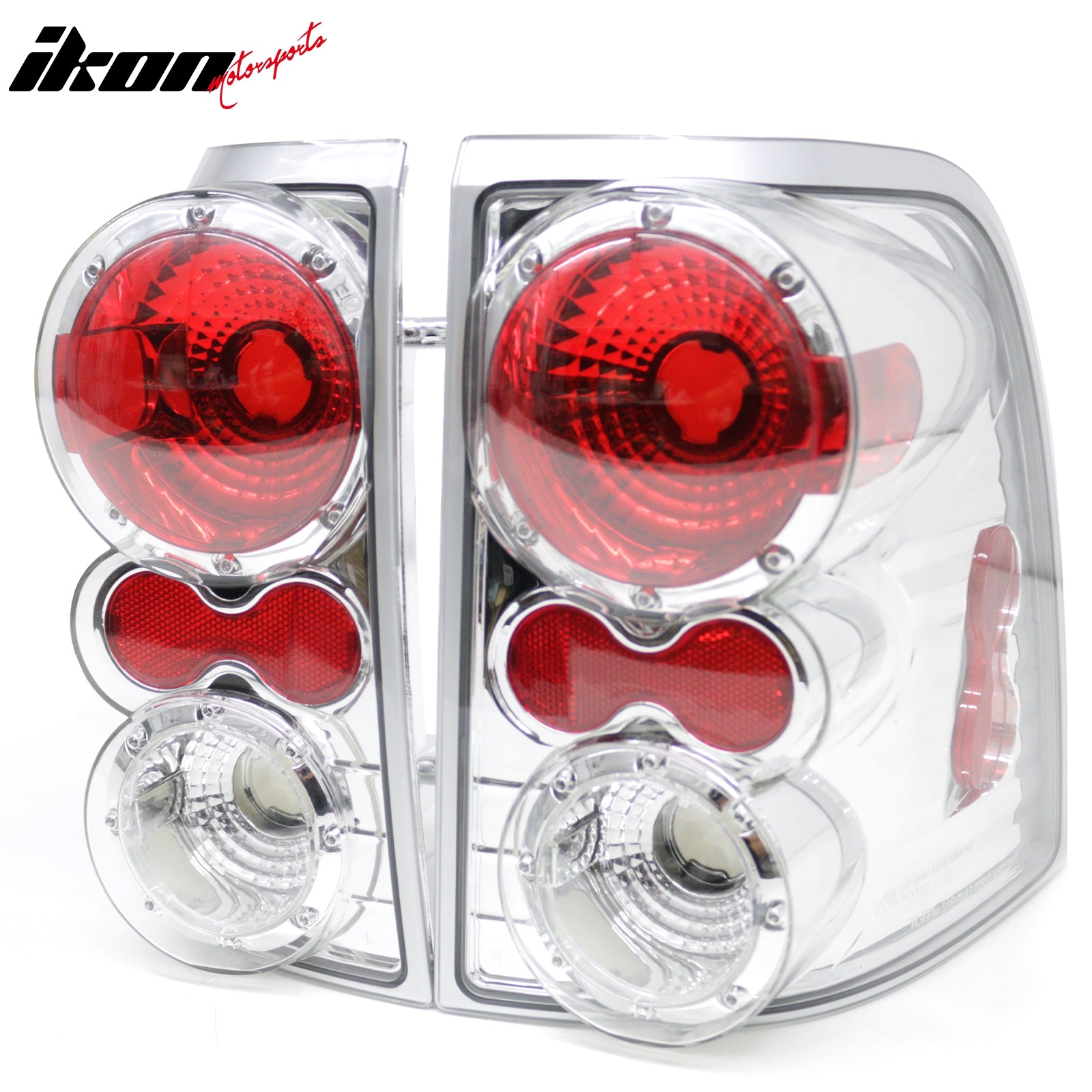 IKON MOTORSPORTS Tail Lights, Compatible with 2002-2005 Ford Explorer, Altezza Style Chrome Housing Driver Passenger Side Rear Tail Lights Lamps Assembly Replacement, 2PCS