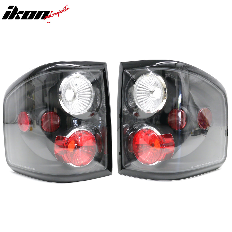 IKON MOTORSPORTS Tail Lights, Compatible with 2004-2008 Ford F-150 F150 (Not Fit F-150 Heritage), Black Housing Driver Passenger Side Rear Tail Lights Lamps Assembly Replacement, 2PCS