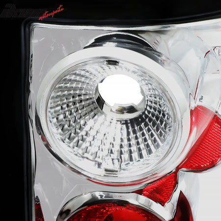 IKON MOTORSPORTS, Tail Lights Compatible with 2004-2008 Ford F-150 Flareside, Chrome Altezza Style ABS Rear Parking Tail Lights Reverse Brake Lamps Replacement Pair 2PCS
