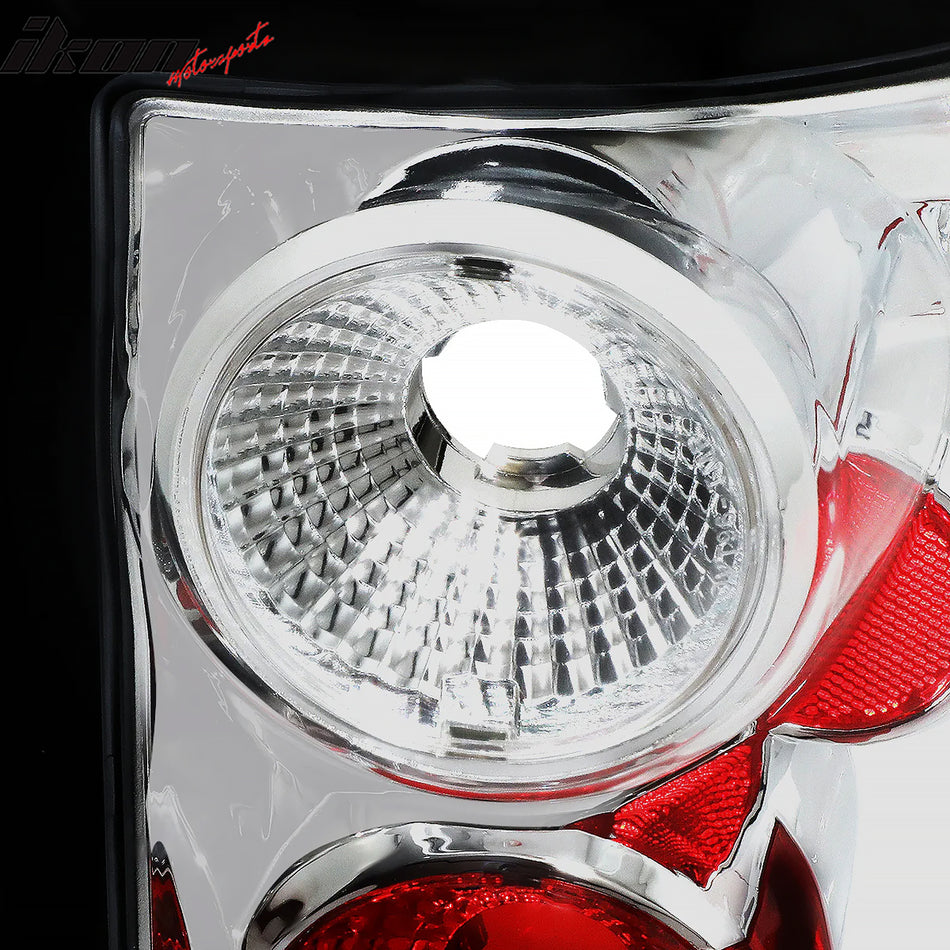 IKON MOTORSPORTS, Tail Lights Compatible with 2004-2008 Ford F-150 Flareside, Chrome Altezza Style ABS Rear Parking Tail Lights Reverse Brake Lamps Replacement Pair 2PCS
