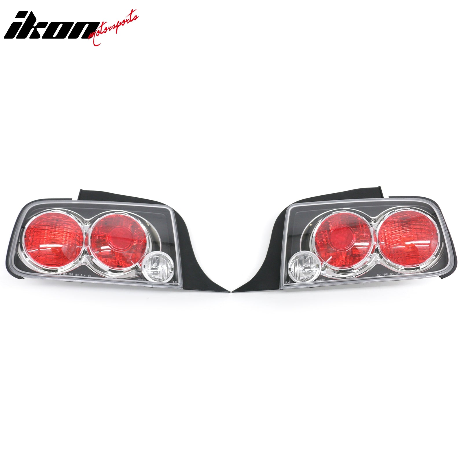 IKON MOTORSPORTS Tail Lights, Compatible with 2005-2009 Ford Mustang 1500/2500, Black Housing W/Red Lens Driver Passenger Side Rear Tail Lights Lamps Assembly Replacement, 2PCS
