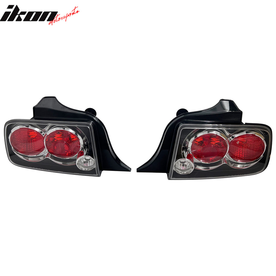 2005-2009 Ford Mustang 2PCS Driver Passenger Side Rear Tail Lights Lamps Assembly Replacement Black Housing Red Lens