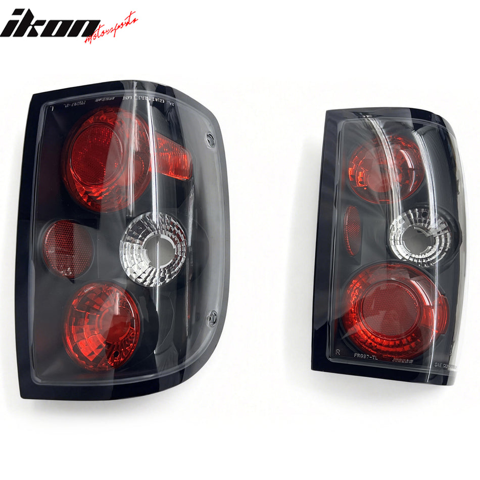 1993-1997 Ford Ranger Rear Tail Lights LH RH Lamps Black Housing Clear Lens Pair