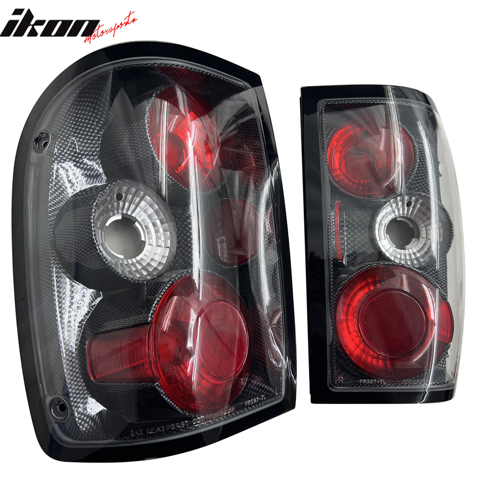 IKON MOTORSPORTS, Tail Lights Compatible with 1993-1997 Ford Ranger, Black Housing Rear Parking Tail Lights Reverse Brake Lamps Replacement Pair 2PCS