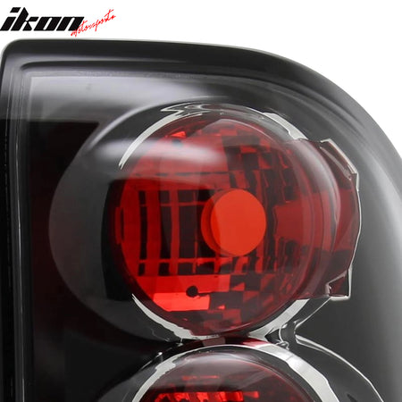 IKON MOTORSPORTS, Tail Lights Compatible with 2002-2009 Chevrolet Trailblazer, Black Housing Clear Lens Rear Parking Tail Lights Reverse Brake Lamps Replacement Pair 2PCS