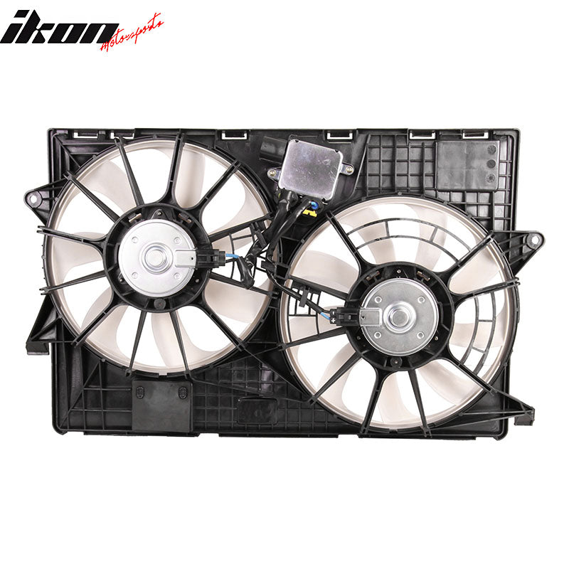 IKON MOTORSPORTS Radiator Cooling Fan Assembly Replacement for 2014-2018 Jeep Cherokee 3.2L Std Duty, 68164091AC CH3115178 Automotive Dual Engine Fans, Black