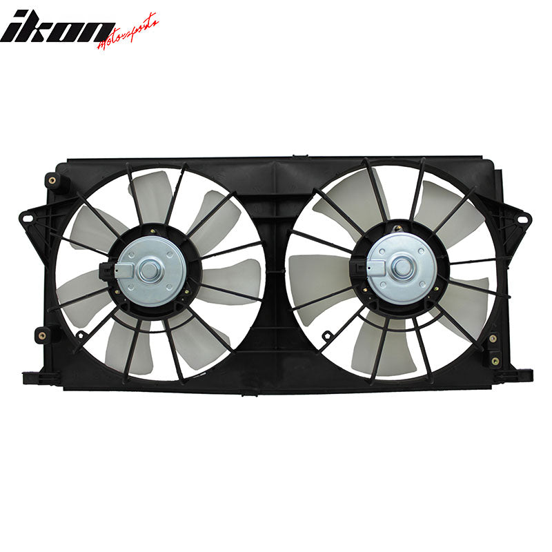 IKON MOTORSPORTS Radiator Cooling Fan Assembly Replacement for 2006-2008 Buick Lucerne 3.8L, 2009-2011 Lucerne 3.9L, 2006-2011 Lucerne 4.6L, 21999691 GM3115189 Automotive Dual Engine Fans, Black