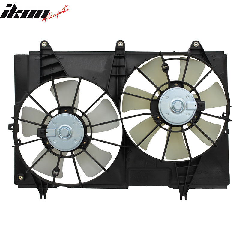 IKON MOTORSPORTS Radiator Cooling Fan Assembly Replacement for 2003-2007 Cadillac CTS 2.8L 3.6L 2007 Cadillac CTS 6.0L, 88957423 GM3120106 GM3120104 Automotive Dual Engine Fans, Black