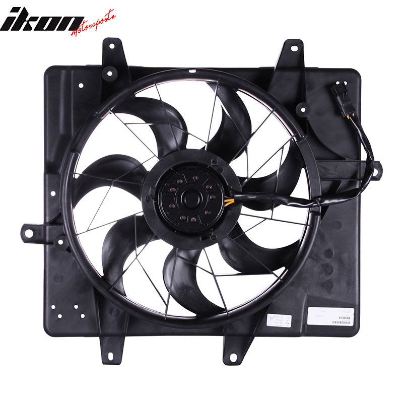 IKON MOTORSPORTS Radiator Cooling Fan Assembly Replacement for 2001-2008 Chrysler PT Cruiser 2.4L Witho Turbo, 5017407AA 5017407AB CH3115118 Automotive Engine Fans, Black