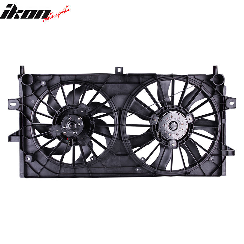 IKON MOTORSPORTS Radiator Cooling Fan Assembly Replacement for 2006-2011 Chevy Impala Monte Carlo 3.5 3.9L, 2005-2008 Buick Lacrosse Allure 3.6L, 89018694 GM3115187 Automotive Dual Engine Fans, Black