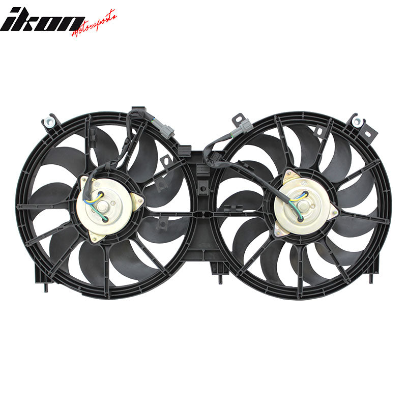 IKON MOTORSPORTS Radiator Cooling Fan Assembly Replacement for 2009-2014 Nissan Murano, 2011-2017 Quest V6 3.5L, 21481-1AA0A NI3115138 Automotive Dual Engine Fans, Black