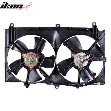 IKON MOTORSPORTS Radiator Cooling Fan Assembly Replacement for 2003-2007 Infiniti G35 Coupe Sedan V6 3.5L, 2003-2007 Nissan 350Z V6 3.5L, 21481-CF40B NI3115127 Automotive Dual Engine Fans, Black