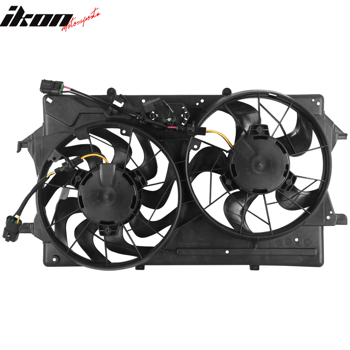 IKON MOTORSPORTS Radiator Cooling Fan Assembly Replacement for 2003-2004 Ford Focus 2.0L DOHC, 3S4Z-8C607CD FO3115153 Automotive Dual Engine Fans, Black