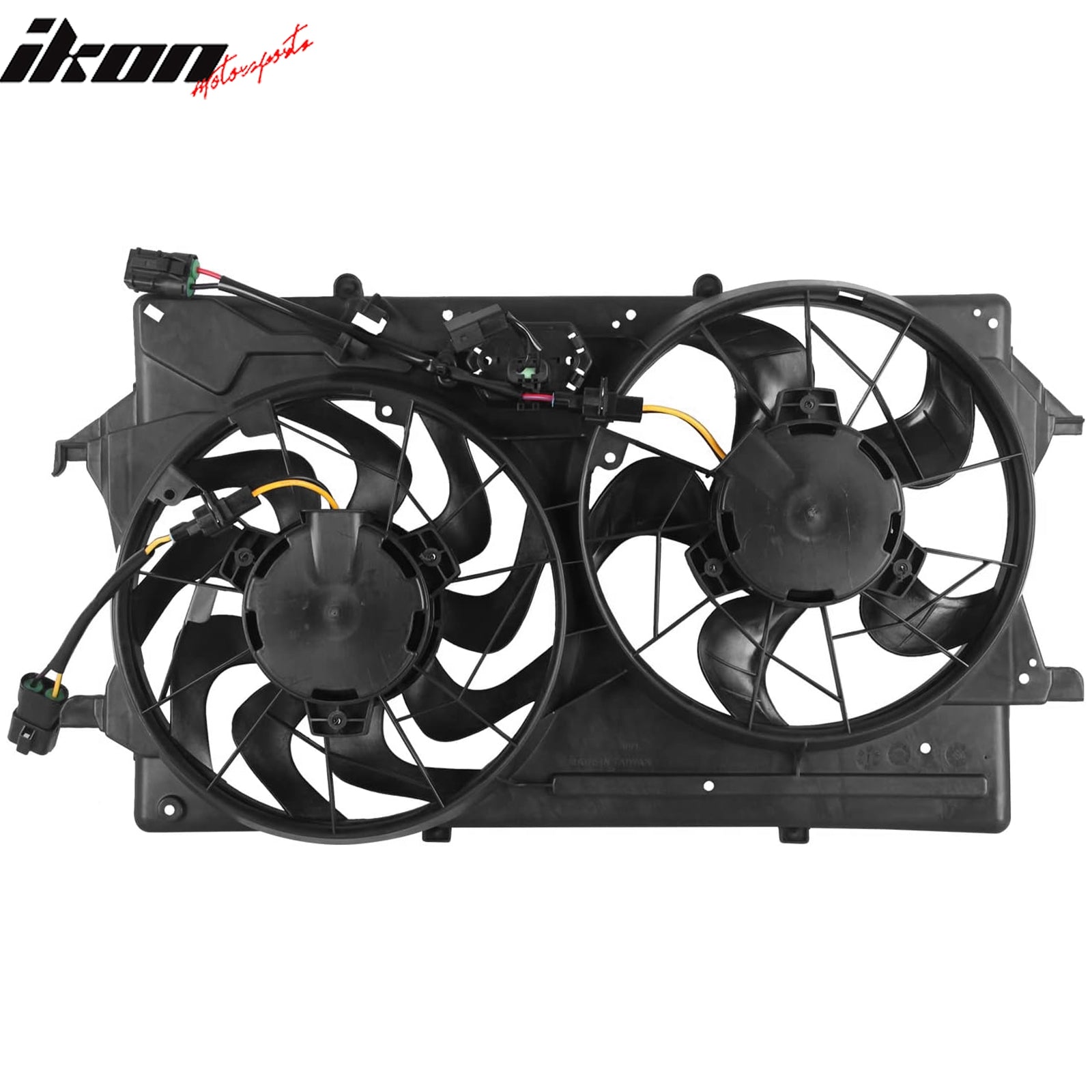 IKON MOTORSPORTS Radiator Cooling Fan Assembly Replacement for 2003-2004 Ford Focus 2.0L DOHC, 3S4Z-8C607CD FO3115153 Automotive Dual Engine Fans, Black