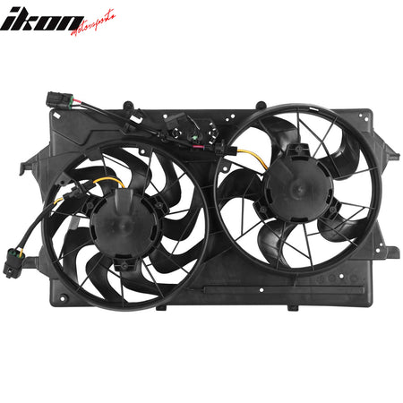 IKON MOTORSPORTS Radiator Cooling Fan Assembly Replacement for 2003-2004 Ford Focus 2.0L DOHC, 3S4Z-8C607CD FO3115153 Automotive Dual Engine Fans, Black