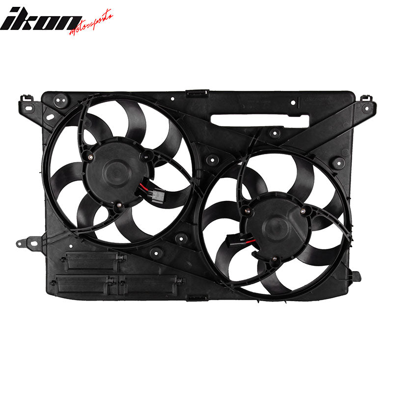 IKON MOTORSPORTS Radiator Cooling Fan Assembly Replacement for 2013-2014 Ford Fusion 1.6L Turbo, DG9Z-8C607B FO3115196 Automotive Dual Engine Fans, Black