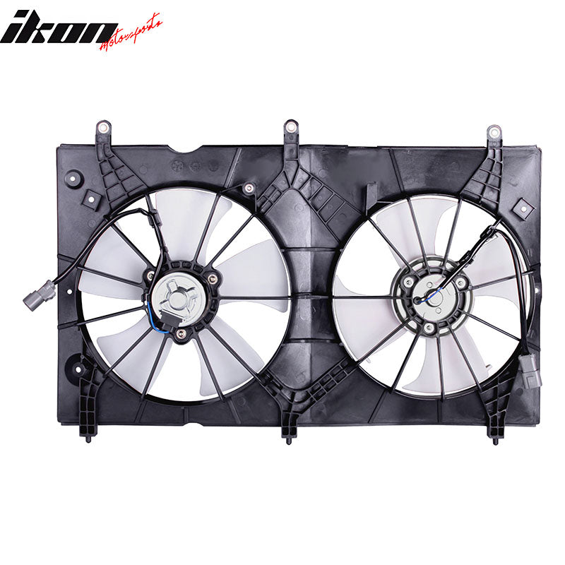 IKON MOTORSPORTS Radiator Cooling Fan Assembly Replacement for 2003-2007 Honda Accord Valeo Brand, 19015-RAA-A02 HO3115134 Automotive Dual Engine Fans, Black