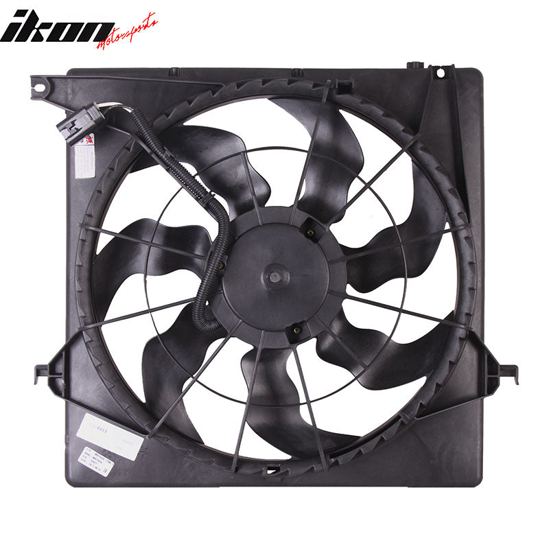 IKON MOTORSPORTS Radiator Cooling Fan Assembly Replacement for 2013-2018 Hyundai Santa Fe Sport 2.0L Turbo, 25380-4Z500 HY3115141 Automotive Engine Fans, Black