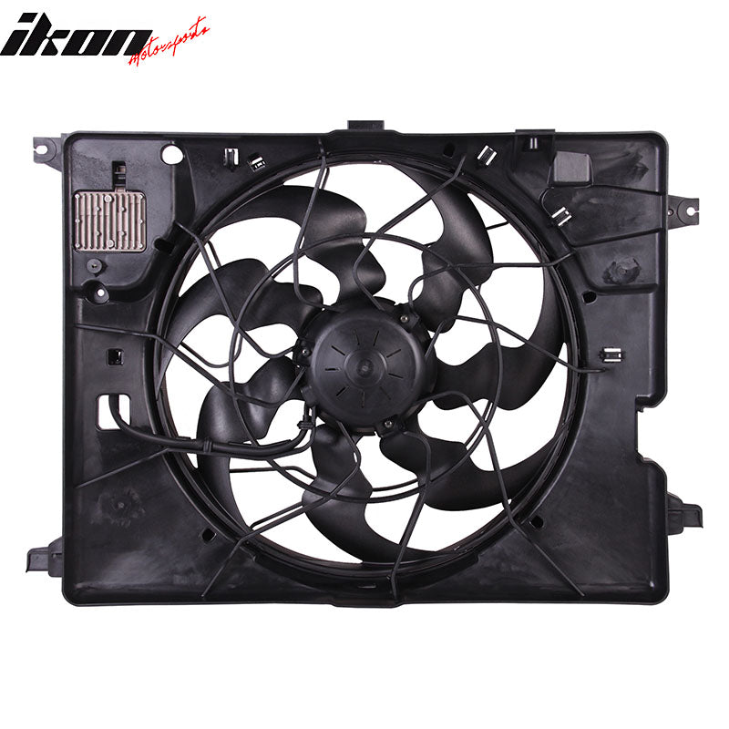 IKON MOTORSPORTS Radiator Cooling Fan Assembly Replacement for 2015-2016 Hyundai Genesis Sedan, 2017 Genesis G80 3.8/5.0L With PWM, 25380-B1280 HY3115157 Automotive Engine Fans, Black