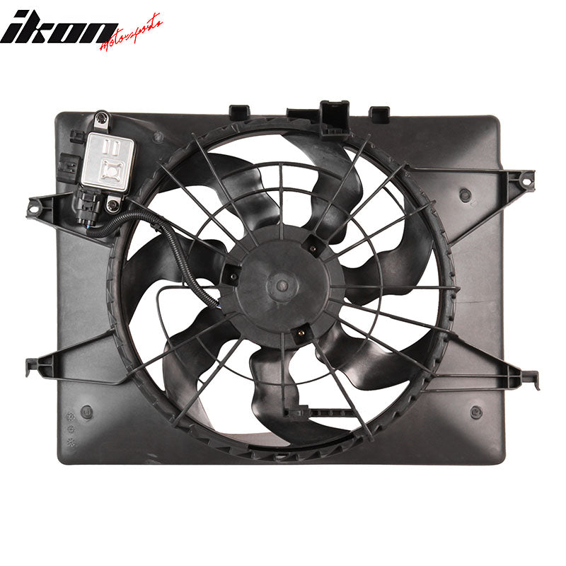 IKON MOTORSPORTS Radiator Cooling Fan Assembly Replacement for 2014-2015 Kia Optima 2.4L, 2014 Hyundai Sonata 2.4L A T, 25380-2T500 HY3115150 Automotive Engine Fans, Black