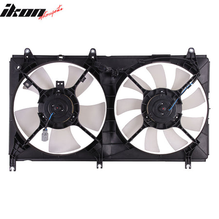 IKON MOTORSPORTS Radiator Cooling Fan Assembly Replacement for 2004-2012 Mitsubishi Galant 2.4L, MR993035 MI3115120 Automotive Dual Engine Fans, Black