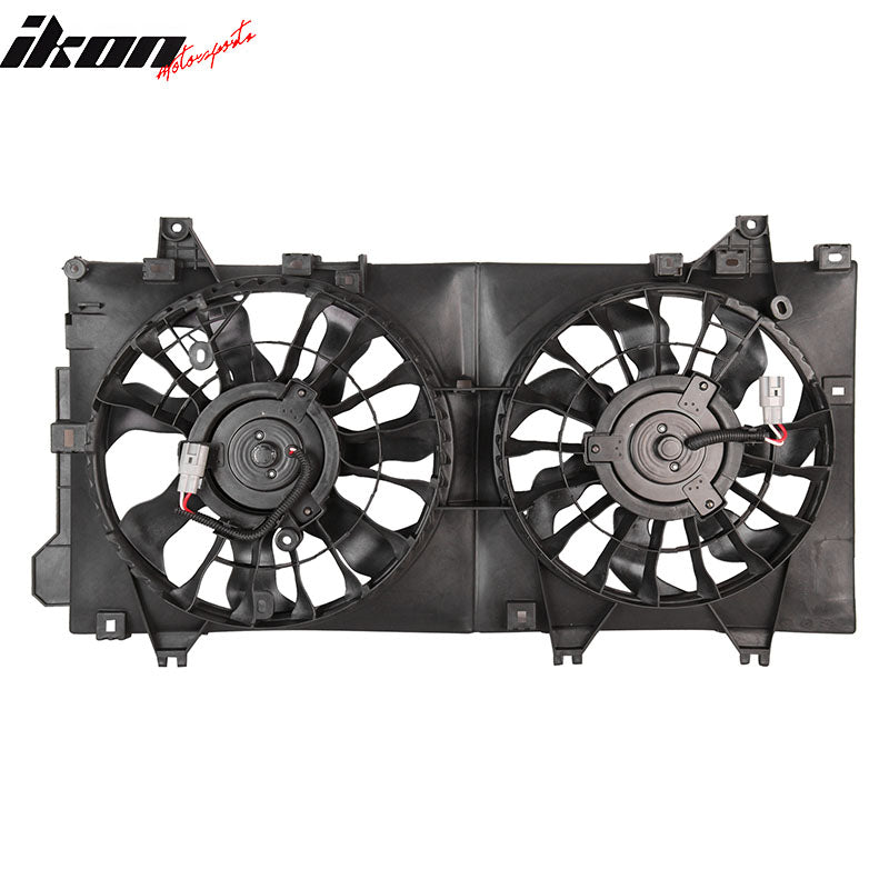 IKON MOTORSPORTS Radiator Cooling Fan Assembly Replacement for 2014-2018 Mazda 3 2.0L 2.5L Japan Built, PE20-15025 MA3115161 Automotive Dual Engine Fans, Black