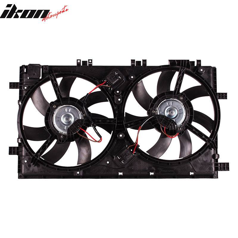 IKON MOTORSPORTS Radiator Cooling Fan Assembly Replacement for 2011-2012 Buick Regal 2.0L, 2010-2011 Saab 9-5 2.0L 2.8L, 13241734 GM3115242 Automotive Dual Engine Fans, Black