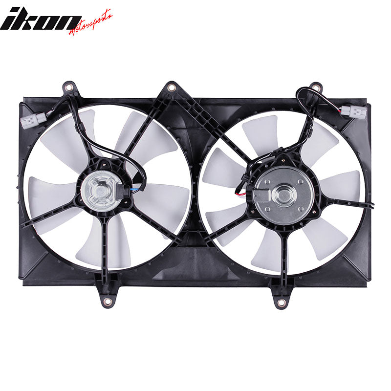 IKON MOTORSPORTS Radiator Cooling Fan Assembly Replacement for 1998-2002 Toyota Corolla 1.8L& Chevrolet Prizm, 16711-0D010 TO3115106 Automotive Dual Engine Fans, Black