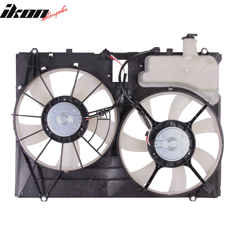 IKON MOTORSPORTS Radiator Cooling Fan Assembly Replacement for 2007-2010 Toyota Sienna 3.5L, 16363-0P110 16363-0A150 TO3115158 Automotive Dual Engine Fans, Black