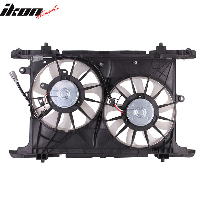 IKON MOTORSPORTS Radiator Cooling Fan Assembly Replacement for 2008-2015 Scion XB W/ Shroud Upper, S:16711-28400 SC3115102 Automotive Dual Engine Fans, Black