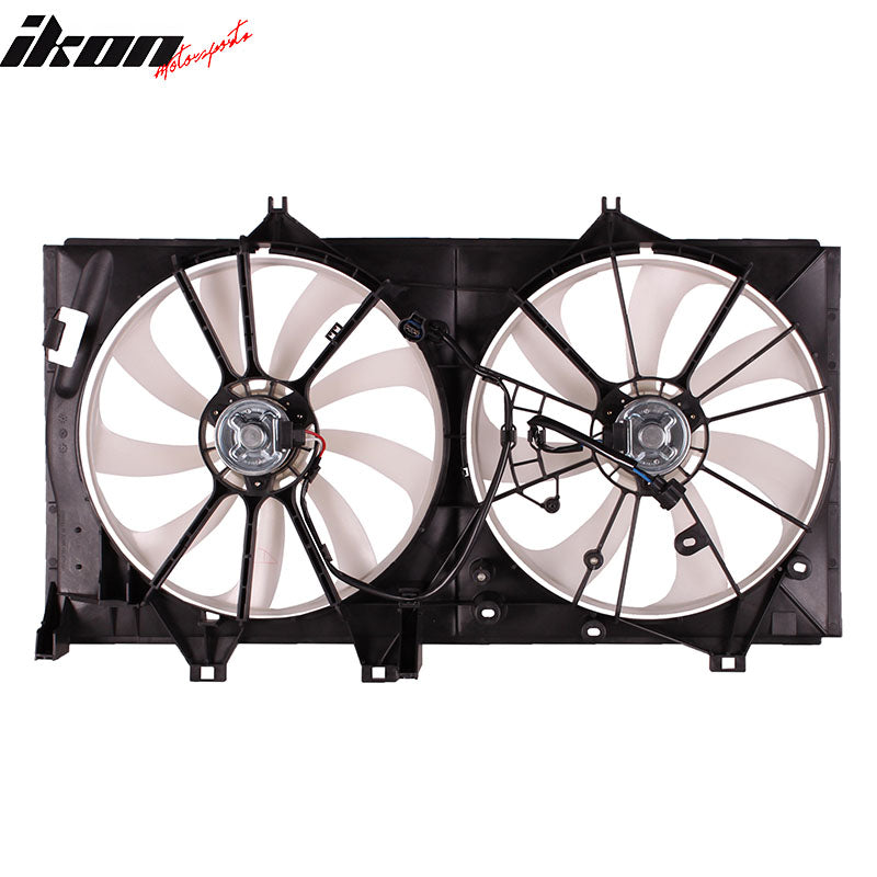 IKON MOTORSPORTS Radiator Cooling Fan Assembly Replacement for 2012-2017 Toyota Camry, 2013-2018 Toyota Avalon& Lexus ES350 3.5L, 16363-0A120 TO3115170 Automotive Dual Engine Fans, Black