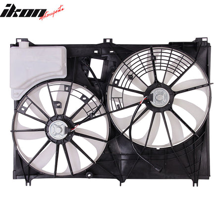 IKON MOTORSPORTS Radiator Cooling Fan Assembly Replacement for 2014-2019 Toyota Highlander 2.7L, 2014-2016 3.5L W/o Towing, 16711-0P230 TO3115187 Automotive Dual Engine Fans, Black