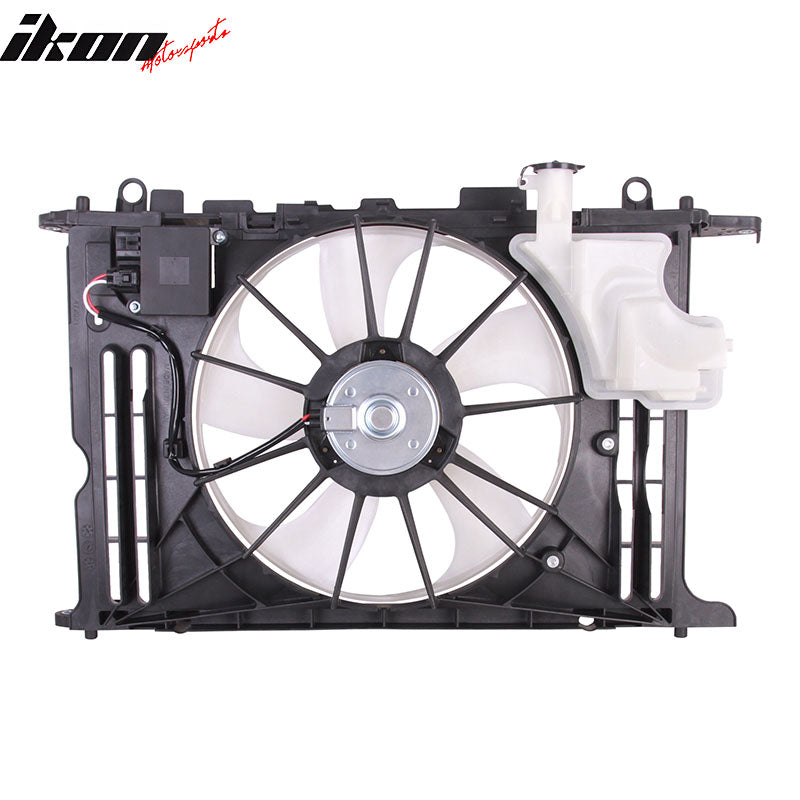 IKON MOTORSPORTS Radiator Cooling Fan Assembly Replacement for 2014-2019 Toyota Corolla L4 1.8 W/ Shroud Upper W PWM, 167110T131 TO3115192 Automotive Engine Fans, Black