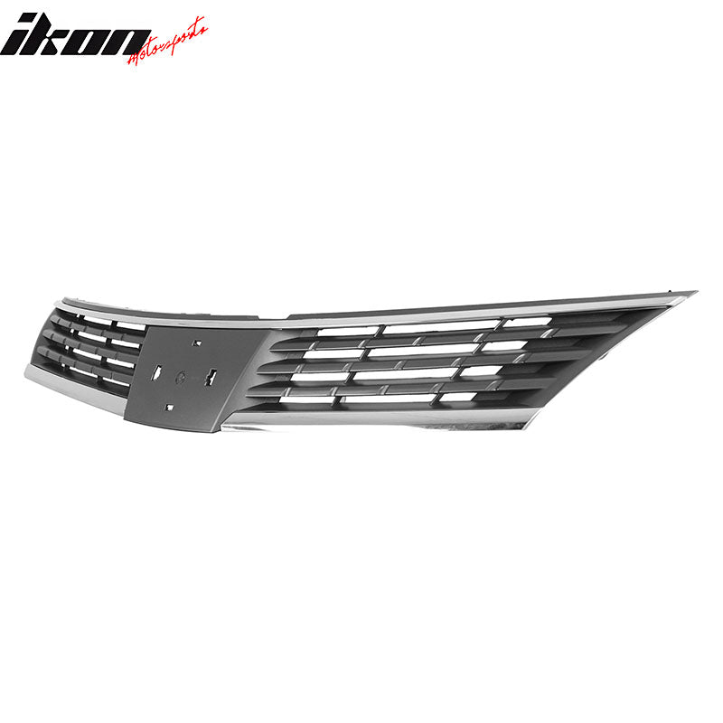 IKON MOTORSPORTS Front Upper Grille, Compatible with 2007-2009 Nissan Versa, OE Style Dark Gray ABS Replacement Front Bumper Hood Grill