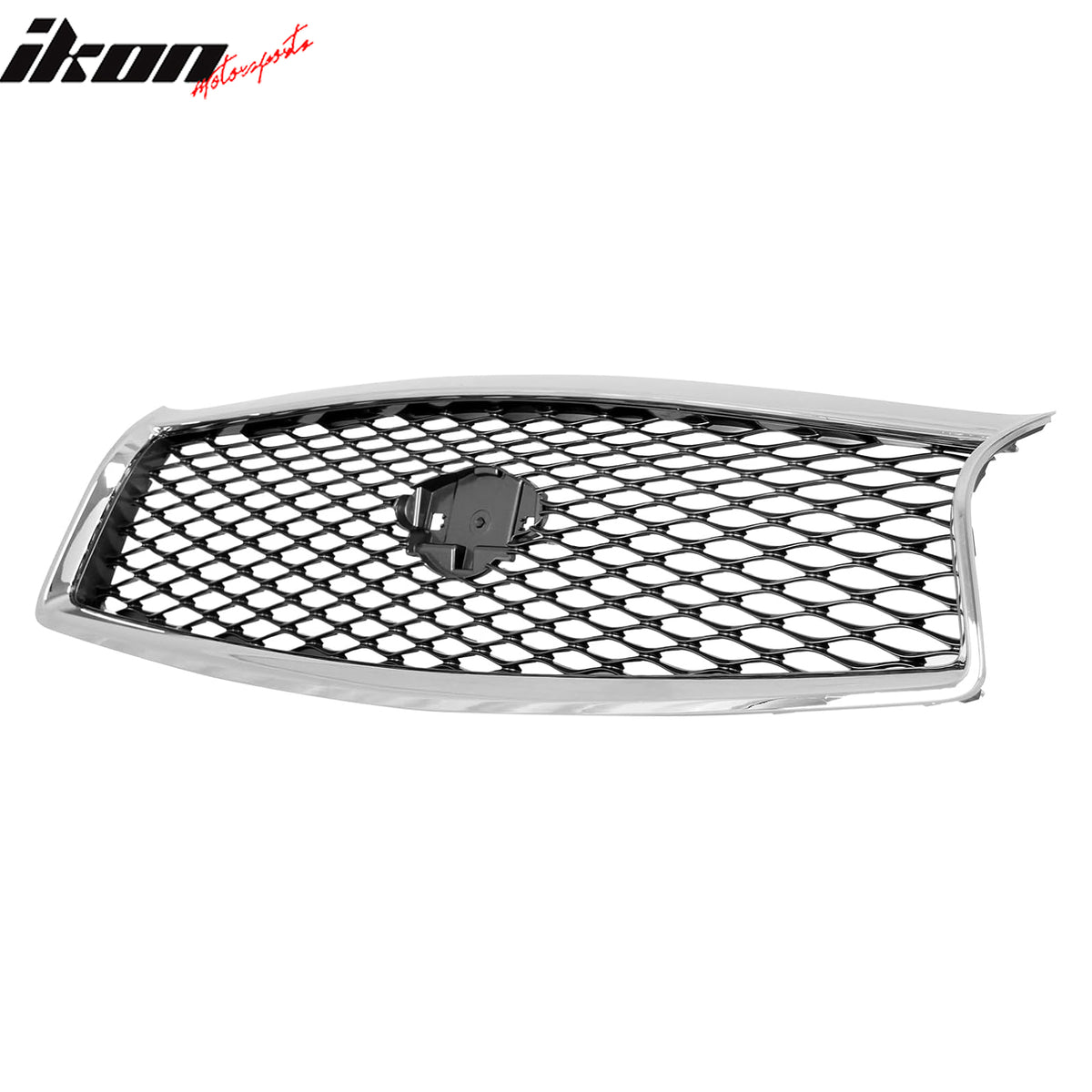 IKON MOTORSPORTS Front Upper Grille, Compatible with 2014-2017 Infiniti Q50, OE Style Silver Gray ABS Replacement Front Bumper Hood Grill