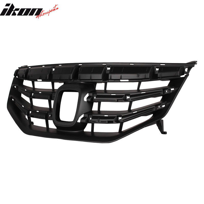 IKON MOTORSPORTS Front Upper Grille, Compatible with 2011-2012 Honda Accord Sedan, OE Style Black ABS Replacement Front Bumper Hood Grill