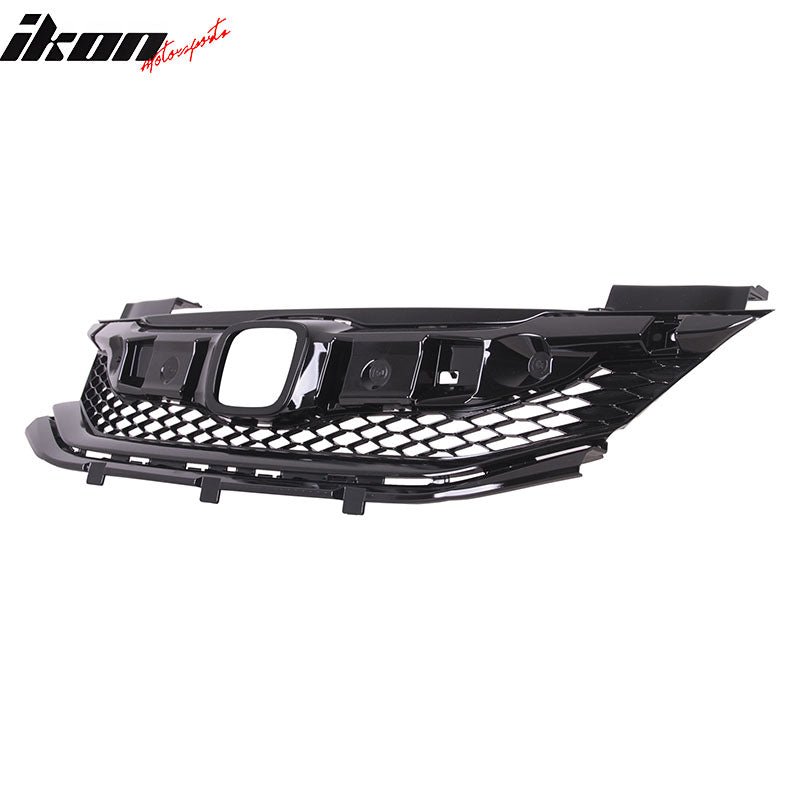 IKON MOTORSPORTS Front Upper Grille, Compatible with 2016-2017 Honda Accord Coupe, OE Style Black ABS Replacement Front Bumper Hood Grill