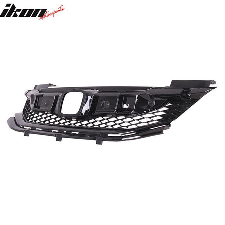 IKON MOTORSPORTS Front Upper Grille, Compatible with 2016-2017 Honda Accord Coupe, OE Style Black ABS Replacement Front Bumper Hood Grill