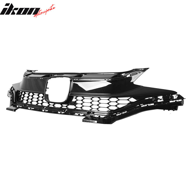 IKON MOTORSPORTS Front Upper Grille, Compatible with 2018-2020 Honda Fit, OE Style Black ABS Replacement Front Bumper Hood Grill